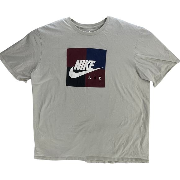 Nike Tee Shirt Mens XL Beige Short Sleeve Logo 100% Cotton Athletic Cut Retro - Picture 1 of 6
